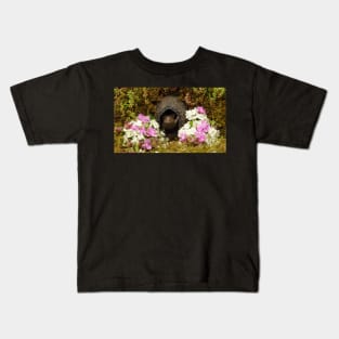 George the mouse in a log pile House spring flowers Kids T-Shirt